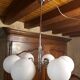 Chrome Sputnik chandelier and white frosted glass globes