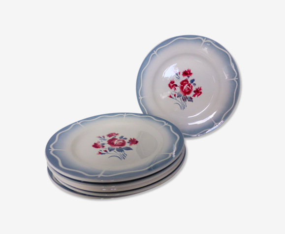 Série de 6 assiettes plates vintage de Digoin Sarreguemines modèle Nina  Rosa en porcelaine | Selency