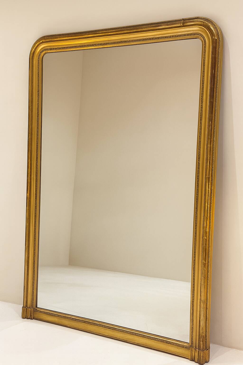 Miroir ancien Louis Philippe doré feuille d’or - 185 x 104 cm