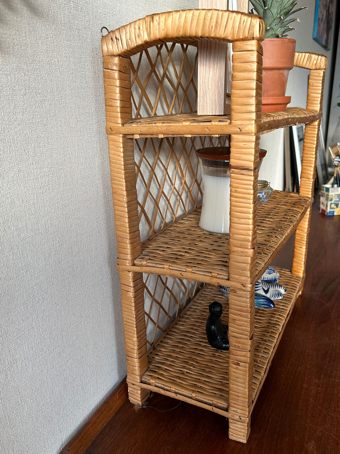 Vintage wicker shelf to put or hang