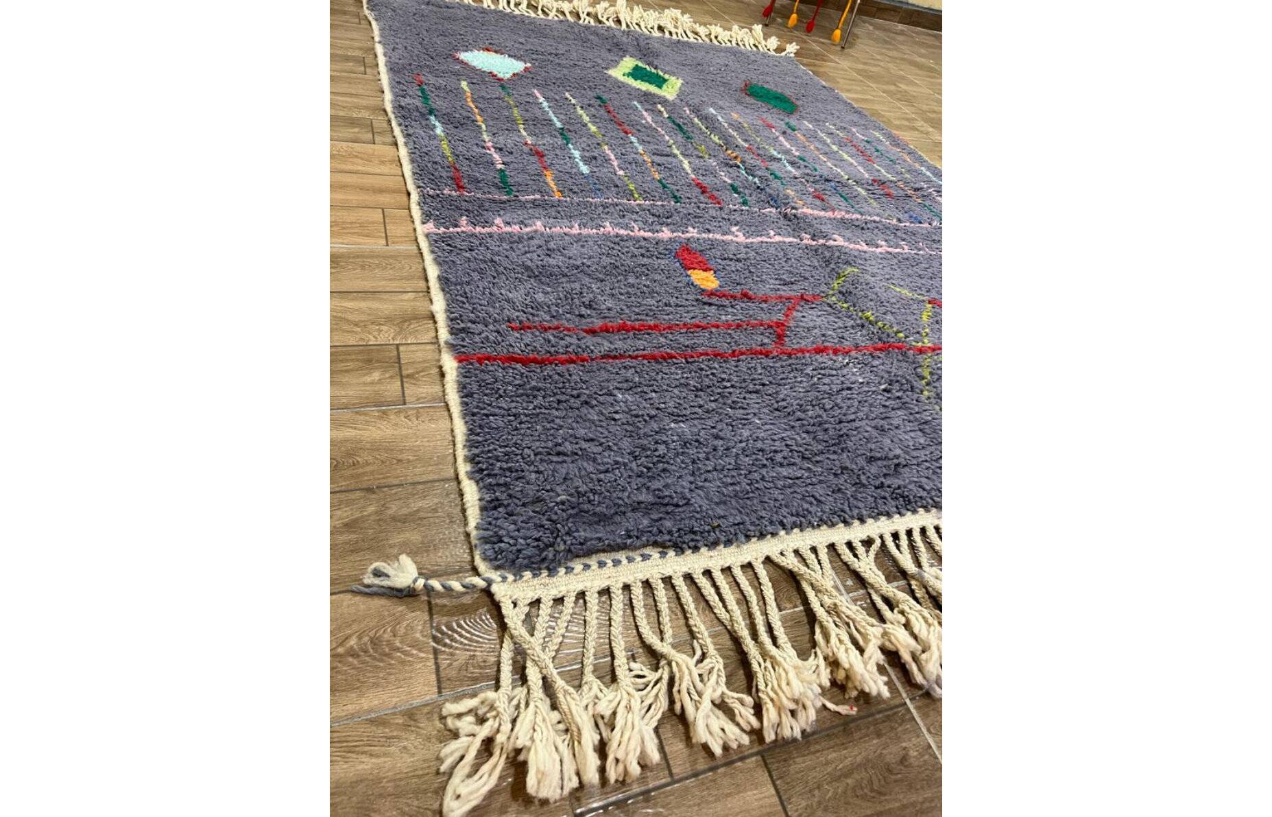 Tapis artisanal marocain laine naturelle 2.5x1.5 m