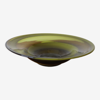 Green blown glass dish