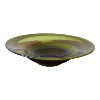 Green blown glass dish