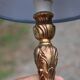 Vintage bedside lamp in gold metal – sculpted base and blue shade