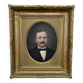 Portrait, huile sur toile d'un homme moustachu, par Louis Joseph Digout, 19ème siècle.