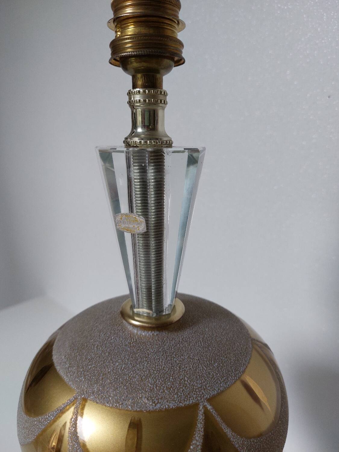 Lampe cristal taillé à la main et marbre blanc 57 cm