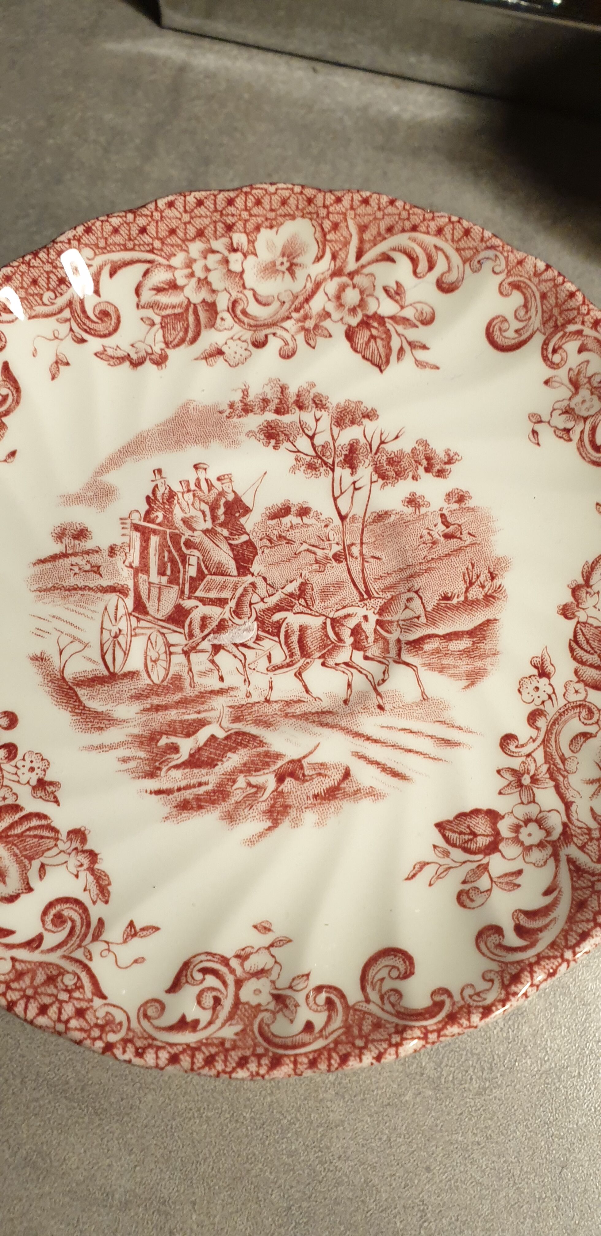 Johnson bros coaching scenes glossy porcelain dessert flat plates diameter: 18,18cm, 8 p