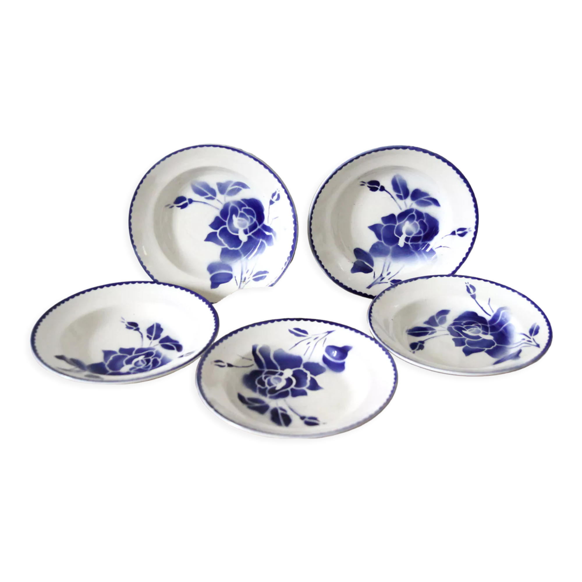Lot d'assiettes bleues Lonchamp