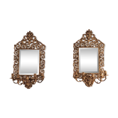 Paire d'appliques miroirs XIXème en bronze