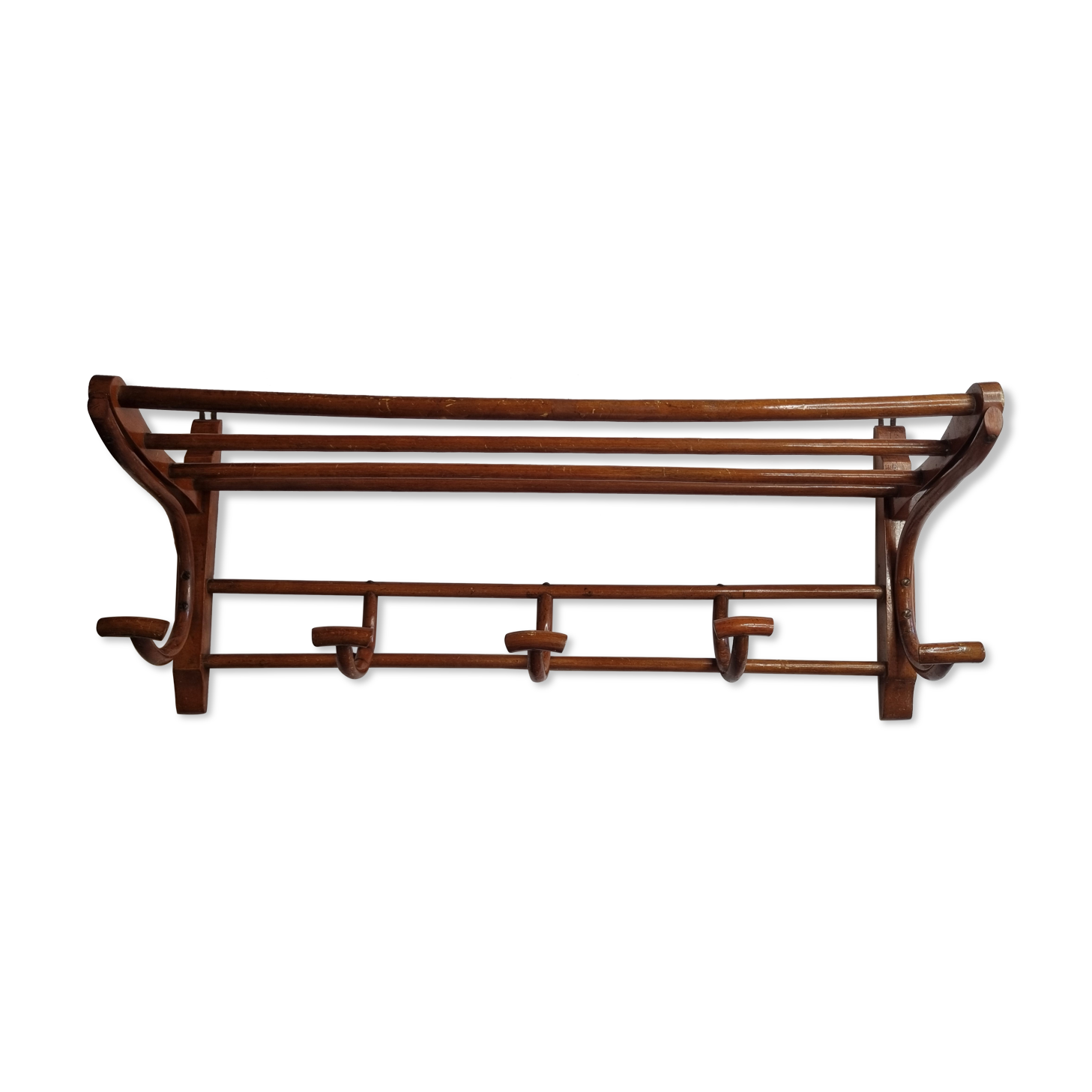 Old wall rack in curved wood, 1900s era