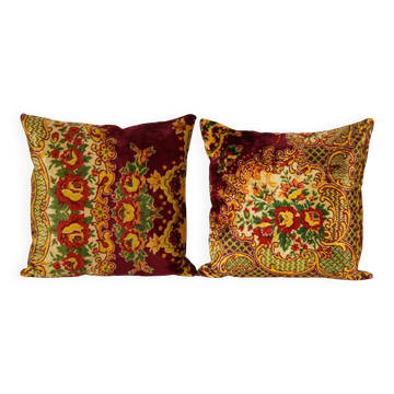 Set of 2 vintage velvet cushion covers 51x51 cm