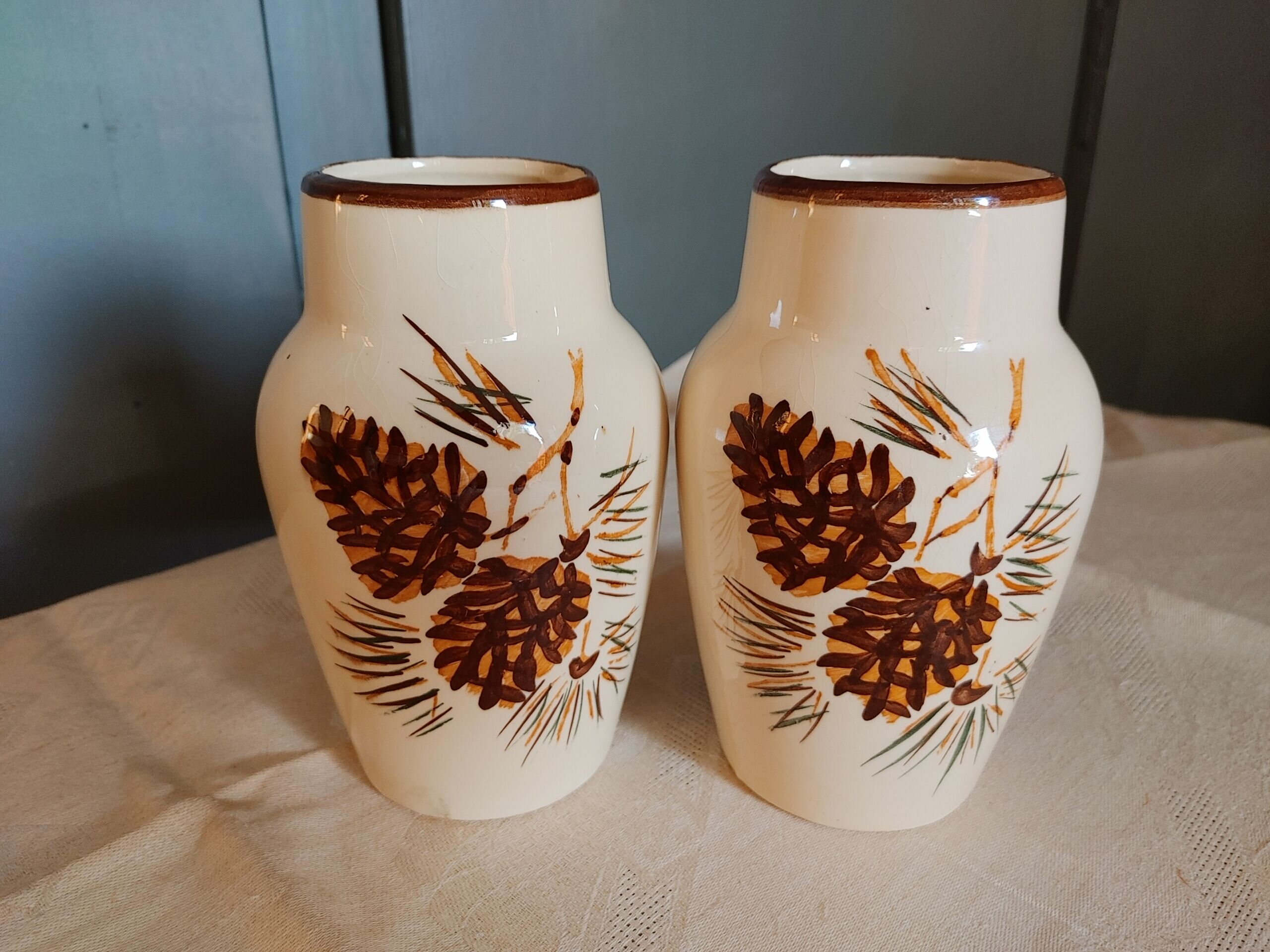 Pair of antique vases Stamped LONGCHAMPS - 15 cm