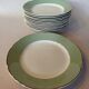 12 flat plates Villeroy & Boch Mettlach celadon green and vintage gold 1960s