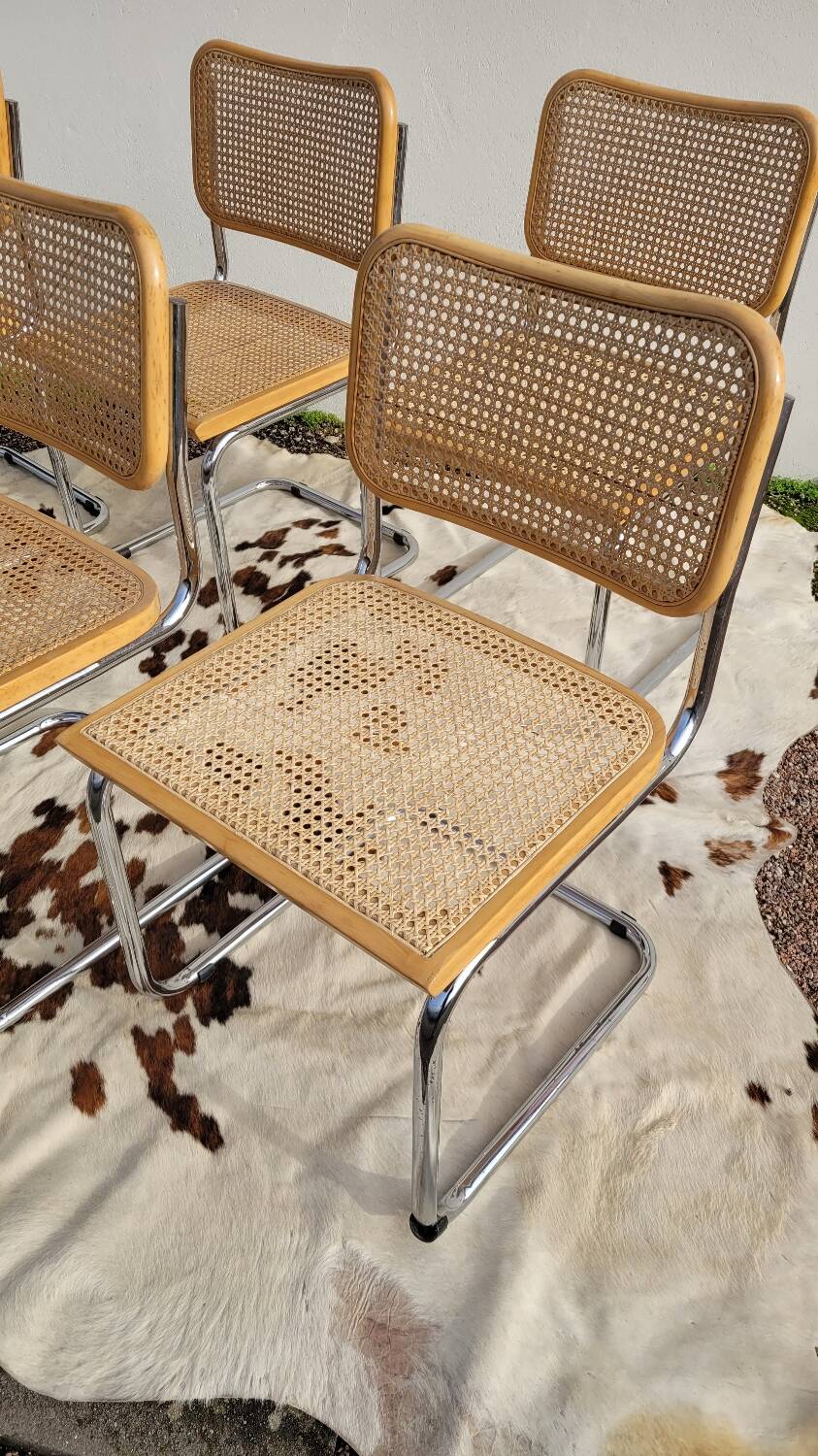 Set of 6 B32 chairs Marcel Breuer Italy design -1970s