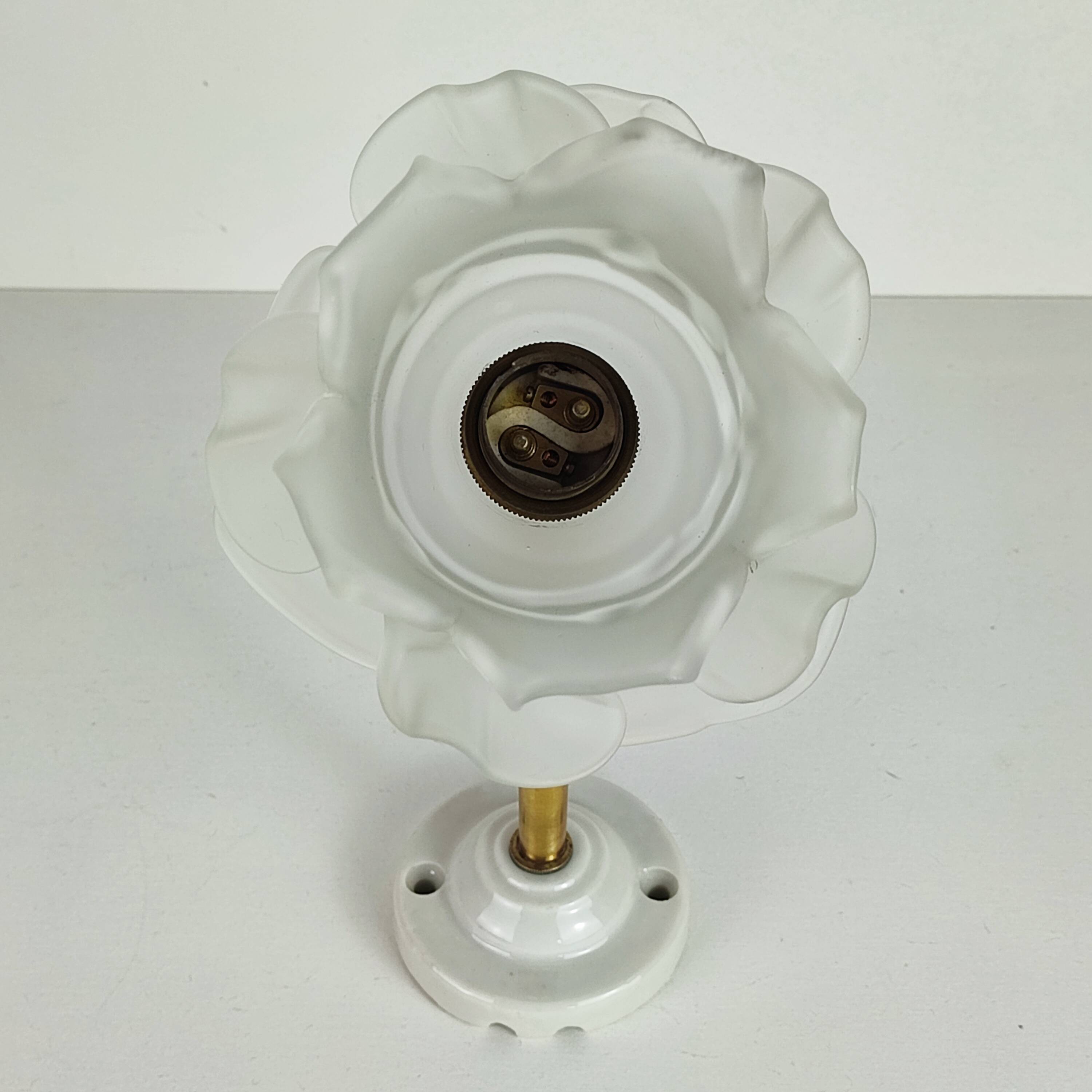 Brass and glass “flower” wall light