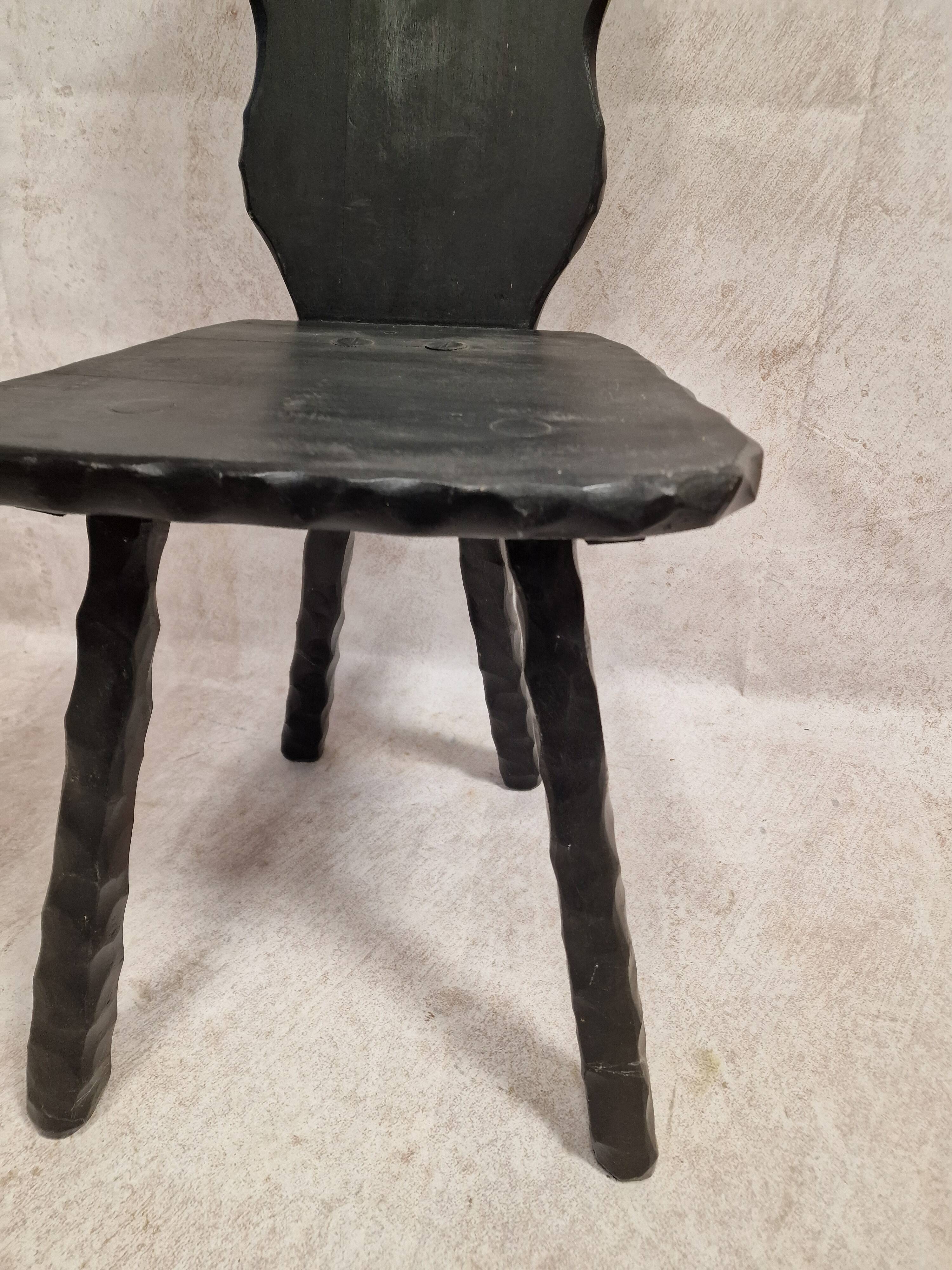 Black wooden brutalist chair