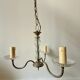 Vintage brass and glass three-branch chandelier