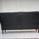 1970s, Danish 2-seater sofa, original black furniture leather, teak wood.