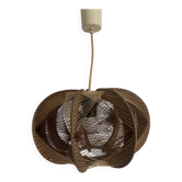 Vintage 1960 Scandinavian suspension light in wire and wood - 30 x 21 cm