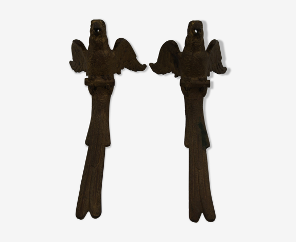 Ornements frontons bronze oiseaux ancien