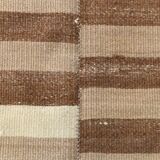 Dark Brown & Beige Striped Pattern Turkish Kilim Rug, 311x394Cm