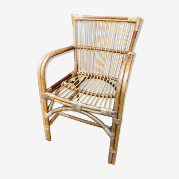 Bamboo and rattan armchair vintage 60s