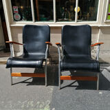 Pair of folding armchairs Casteljoyeux, 1960