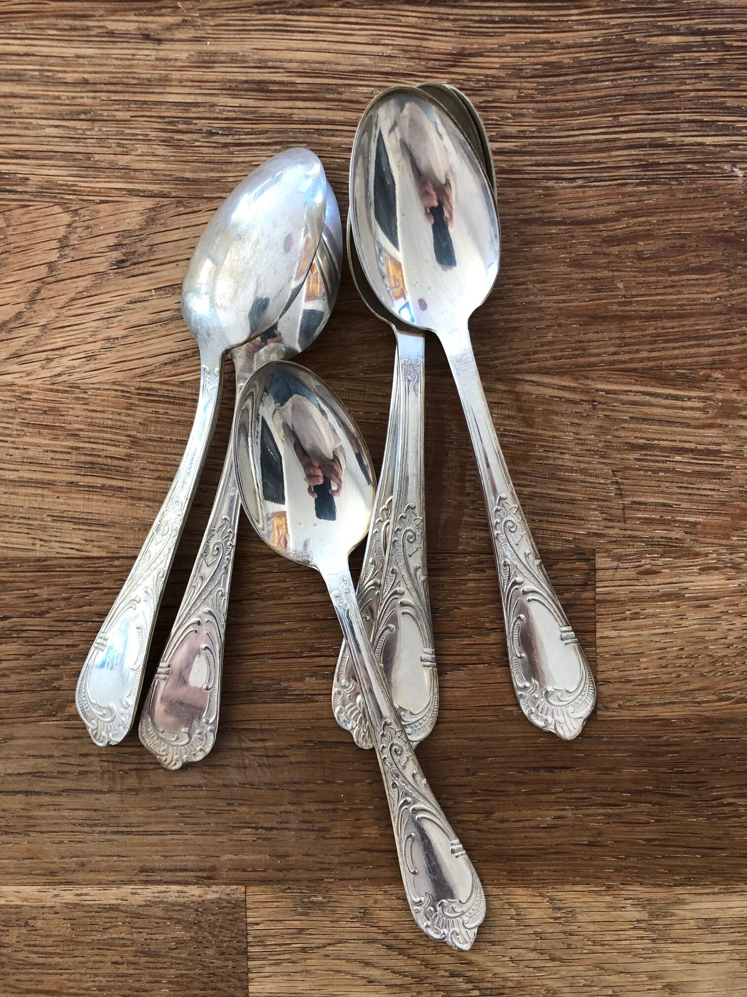 Series of 24 antique silver metal cutlery