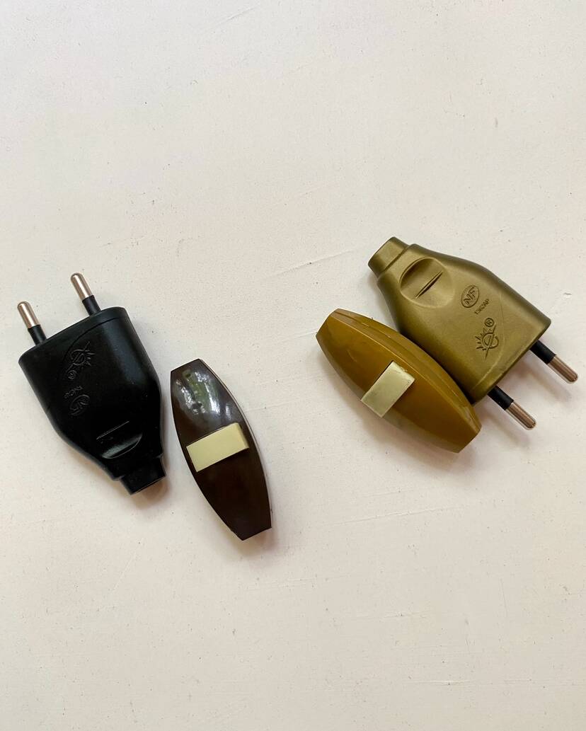 Earthenware lamp, new 2M fabric cable, cotton lampshade