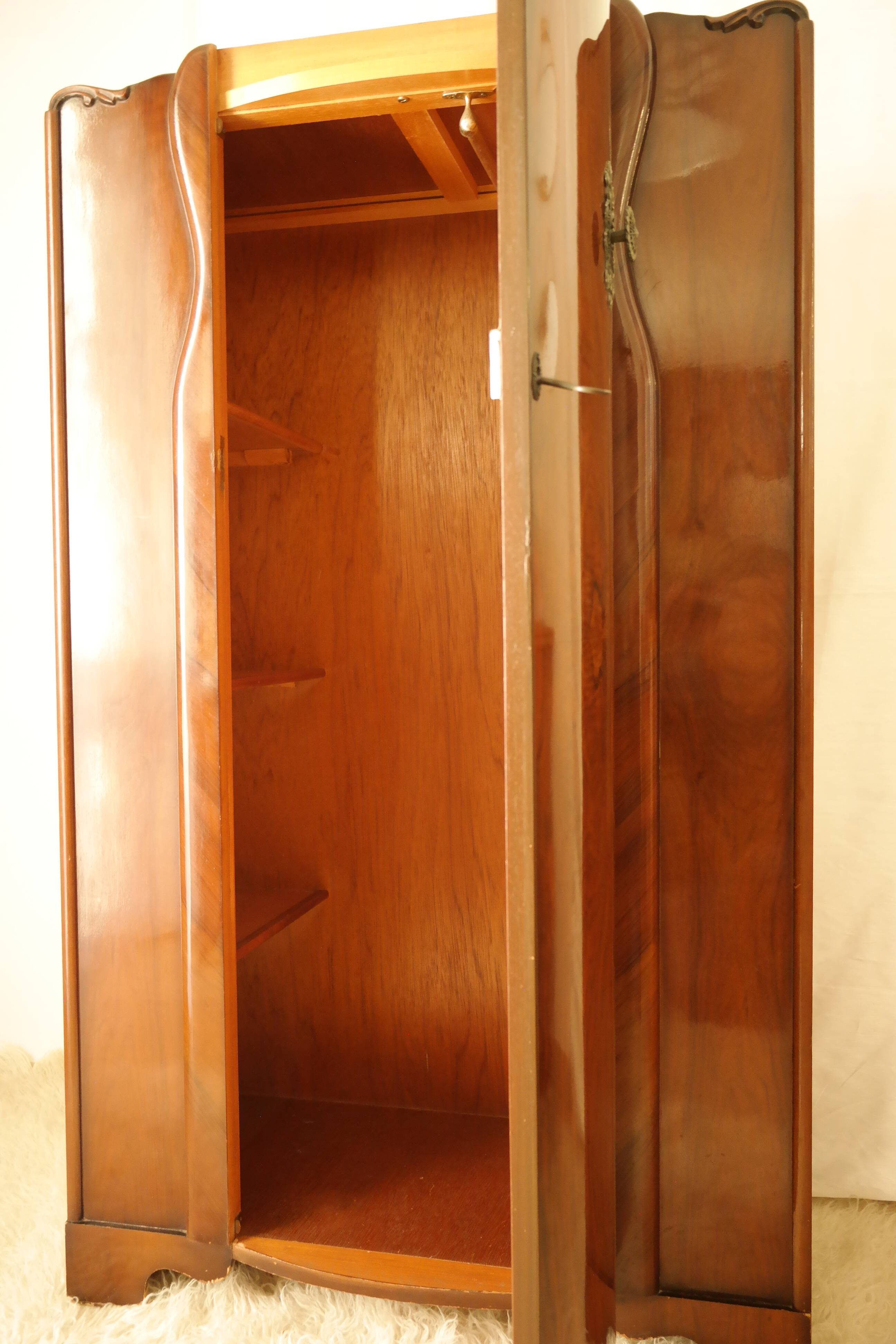 English art deco student wardrobe in walnut