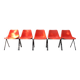 5 orange plastic chairs by Robin Day for Hille