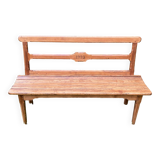 Old wooden bench with backrest, dated 1923