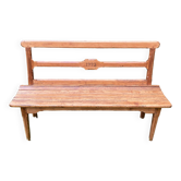 Old wooden bench with backrest, dated 1923