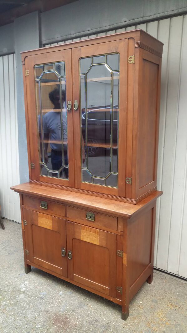 Meuble bibliothèque vitrine 2 corps jurgenstil 1920 art-déco