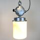 Vintage aluminium industrial lamp with milk glass, 1970s