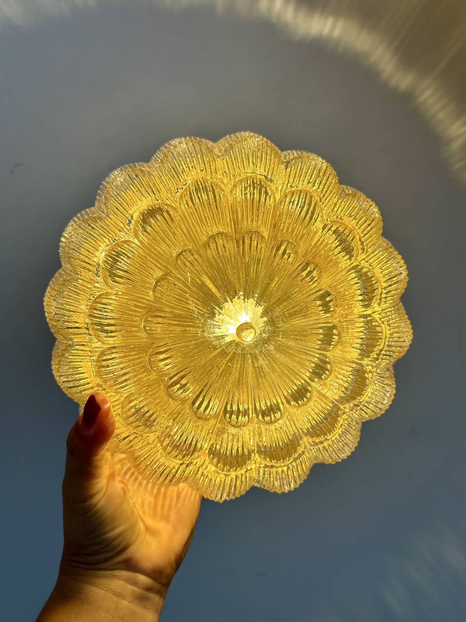 Vintage amber moulded glass wall or ceiling light globe