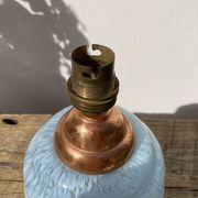 Bedside lamp in clichy glass and blue and white brass