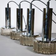 Space Age ceiling lamps bubble glass and chrome by Staff, Set of 4, 1970s