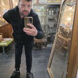 Art Deco gilded trumeau, bevelled mirror