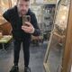 Trumeau art déco doré, miroir biseauté