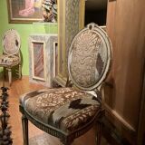 Chairs in Lacquer and Ikat Damask Upholstery, Set of 2