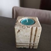 Travertine candlestick/photophore - 1960s/1970s - Cerri Nestore or Fratelli Mannelli