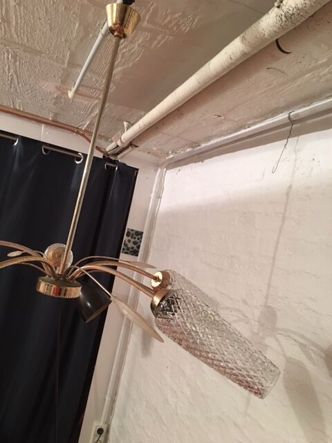 1960 epi chandelier in metal and glass