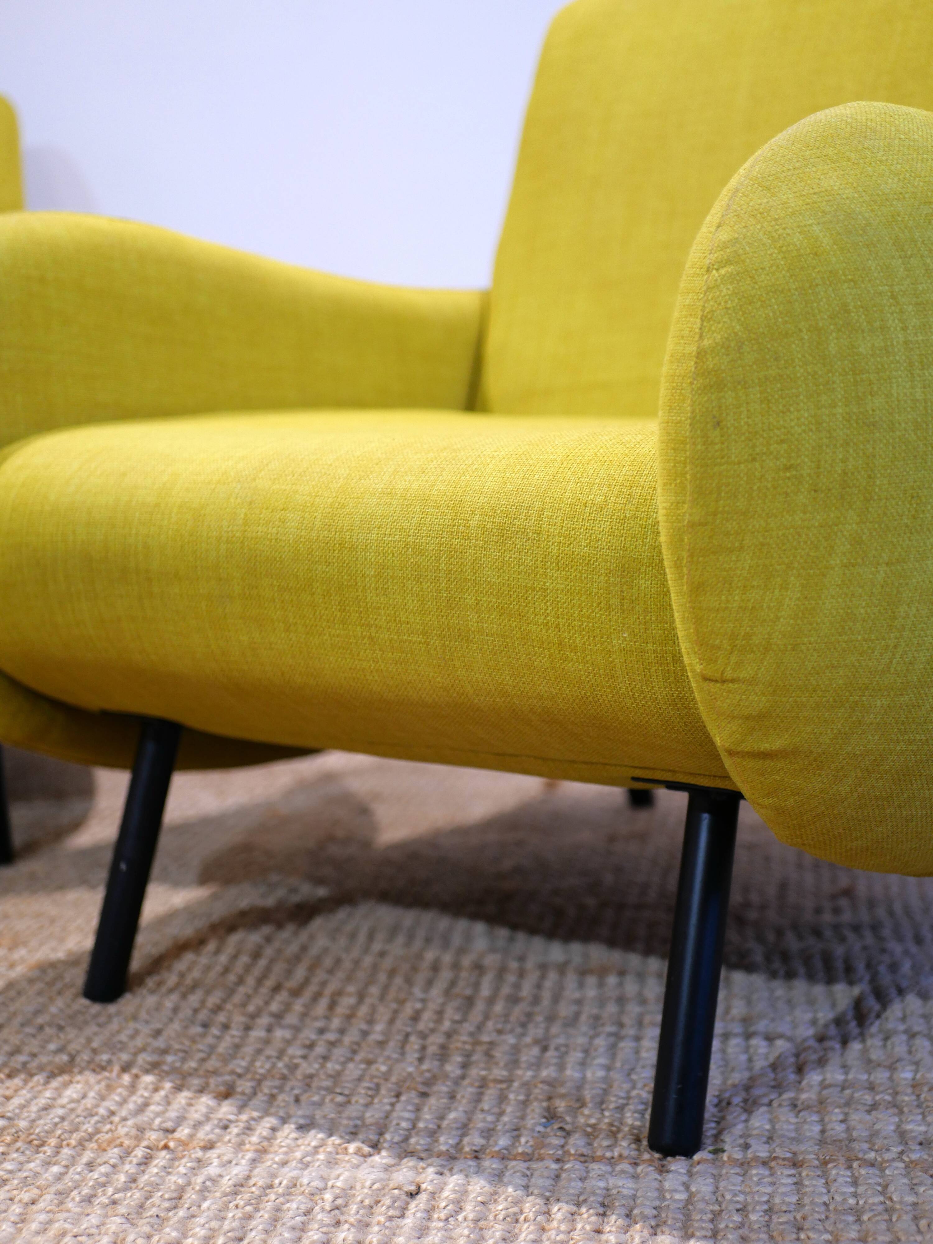 Pair of low armchairs in 60s–70s style