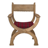 1970s, Danish armchair, original red furniture wool, solid oak wood.