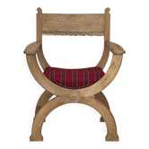 1970s, Danish armchair, original red furniture wool, solid oak wood.