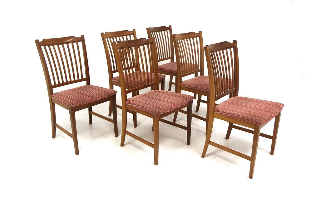 Set de 6 chaises scandinaves en noyer, Suède, 1960