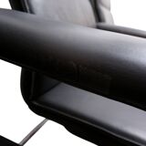 Set of 6 Black leather Thonet chairs