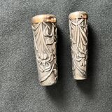 Art nouveau, silver metal smoking objects in case circa 1900
