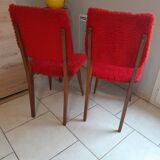 Pair of vintage red moumoute chairs with compass legs
